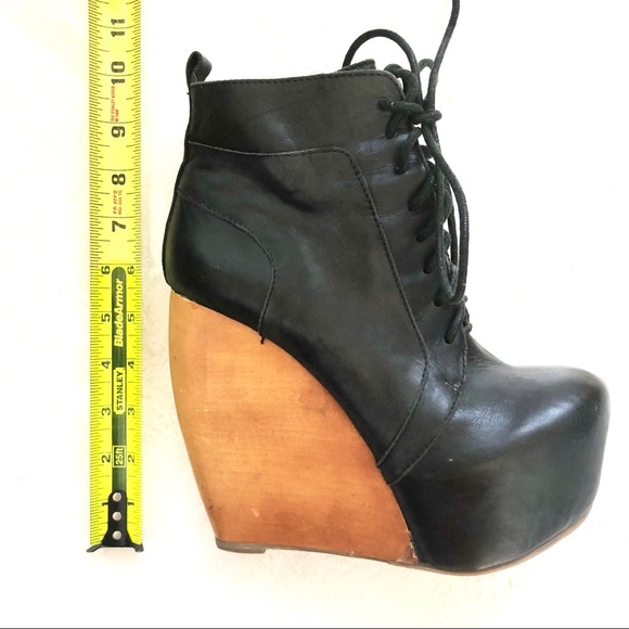 SUPER tall wooden platform leather booties - Picture 6 of 7